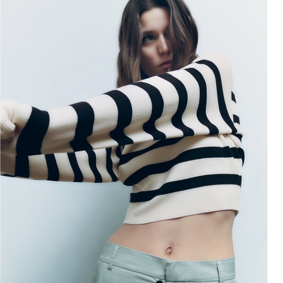 NWT Zara striped crop knit sweater - Picture 2 of 7